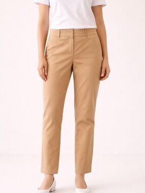 Hilary Radley Slim-Leg Pants in Camel/Tan - Business Casual